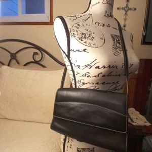 Lauren Ralph Lauren Vintage Black Leather Crossbody w/Foldover Flap